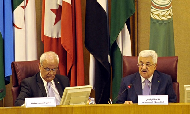 Mahmoud Abbas and  Saeb Erekat
