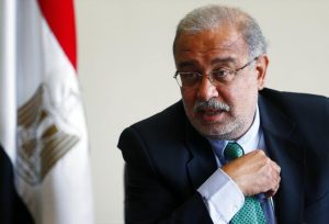 Egypt's Petroleum Minister Sherif Ismail talks during an interview with Reuters in Cairo