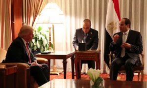 Republican presidential nominee Donald Trump holds a bilateral meeting with Egyptian President Abdel Fattah el-Sisi in Manhattan, New York